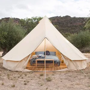 NIEH Pyramid Round Bell Tent Canvas Yurt Tent with Zipped Groundsheet, 4 Season Large Family Teepee Tents for Family Outdoor Camping, Diameter /4M/5M/6M Cotton/Canvas