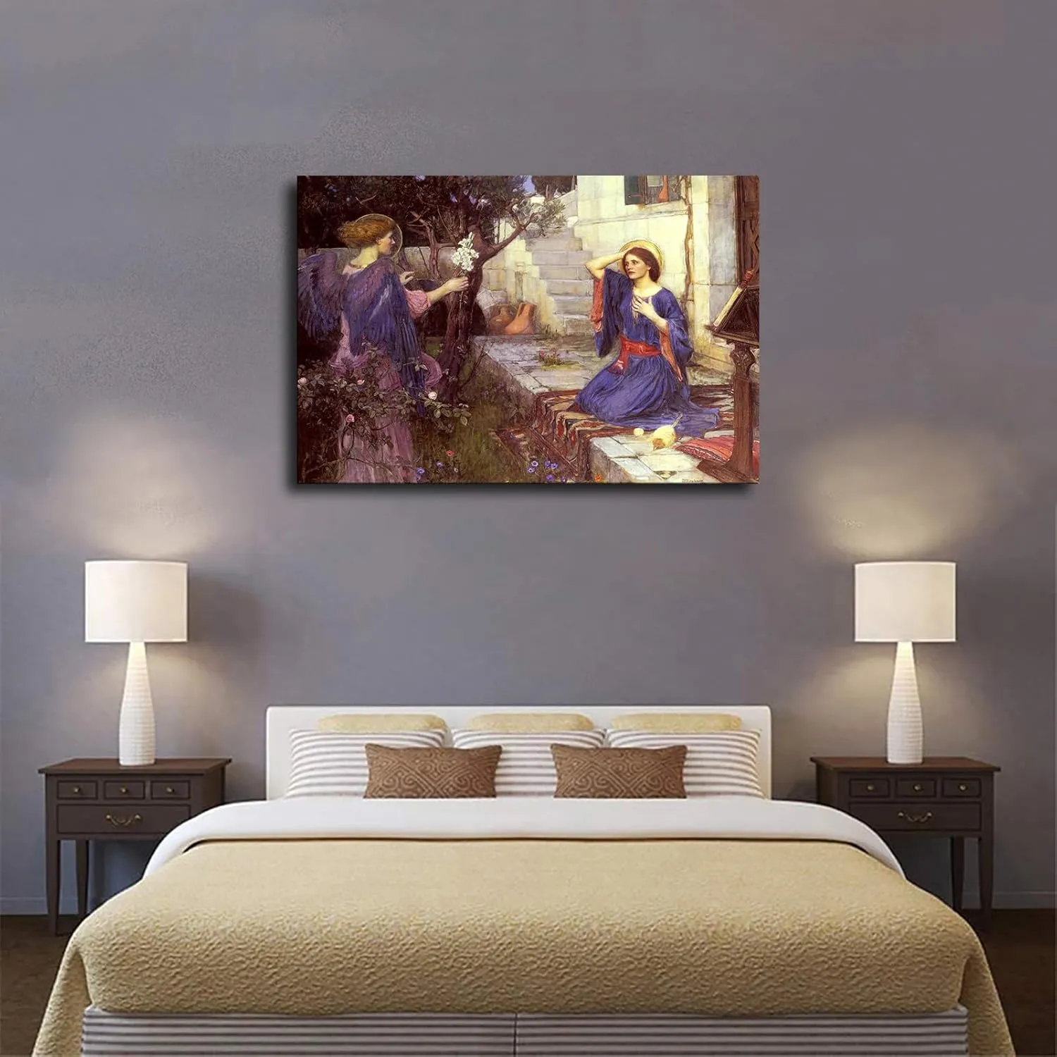 NikkOh The Annunciation - John William Waterhouse Poster Canvas Painting Wall Art Picture Gift Bedroom Home Aesthetic Decoration (Unframed,16×24inch)