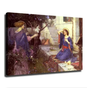 NikkOh The Annunciation - John William Waterhouse Poster Canvas Painting Wall Art Picture Gift Bedroom Home Aesthetic Decoration (Unframed,16×24inch)