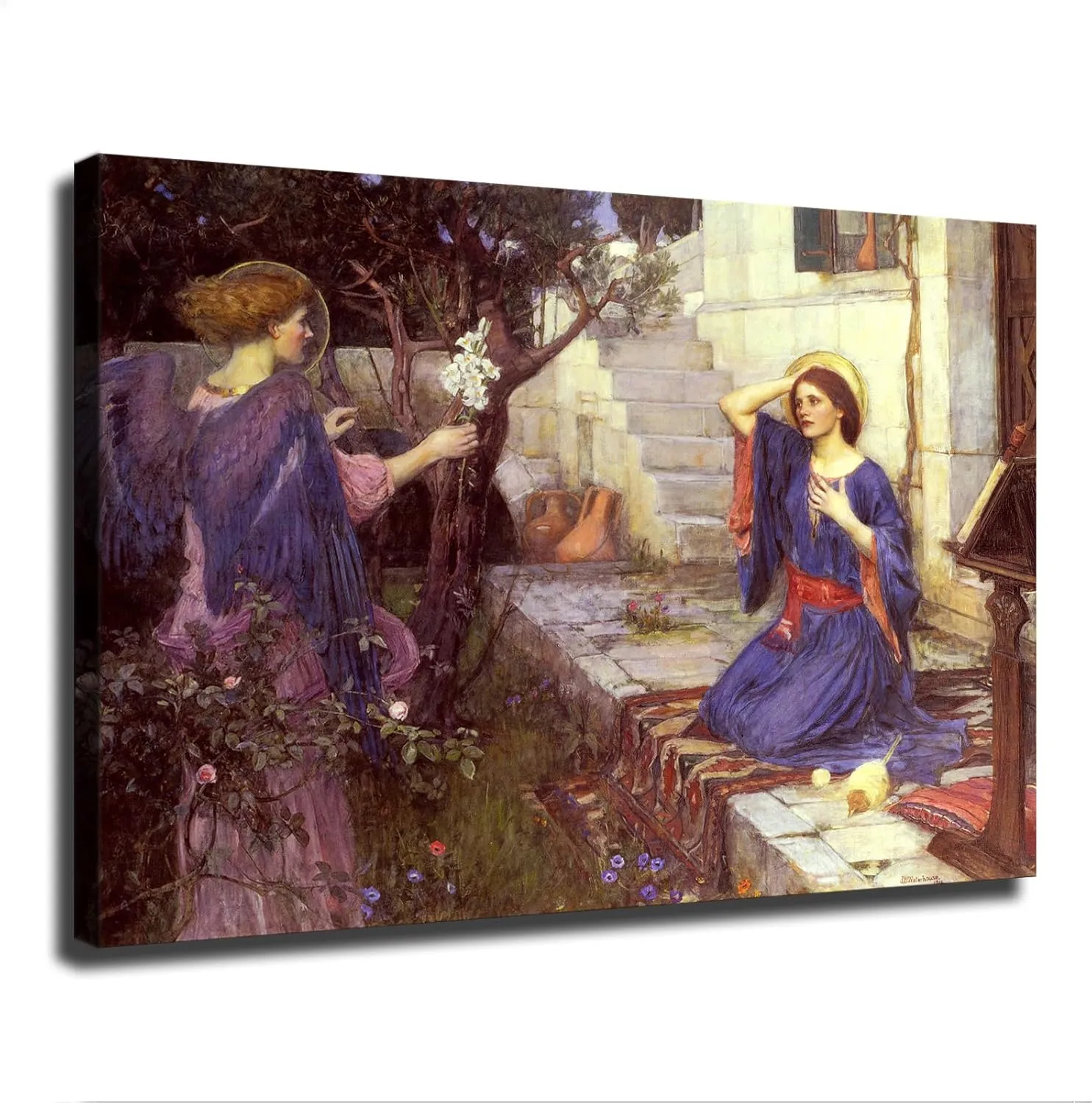NikkOh The Annunciation - John William Waterhouse Poster Canvas Painting Wall Art Picture Gift Bedroom Home Aesthetic Decoration (Unframed,16×24inch)