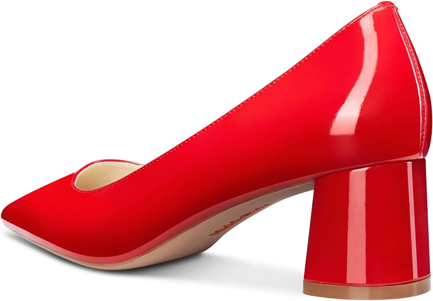 NobleOnly Womens Chunky Mid-Heels Pointed Toe Pumps Leather Lining Business Office Classic Shoes 5 CM Block Heels