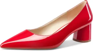 NobleOnly Womens Chunky Mid-Heels Pointed Toe Pumps Leather Lining Business Office Classic Shoes 5 CM Block Heels