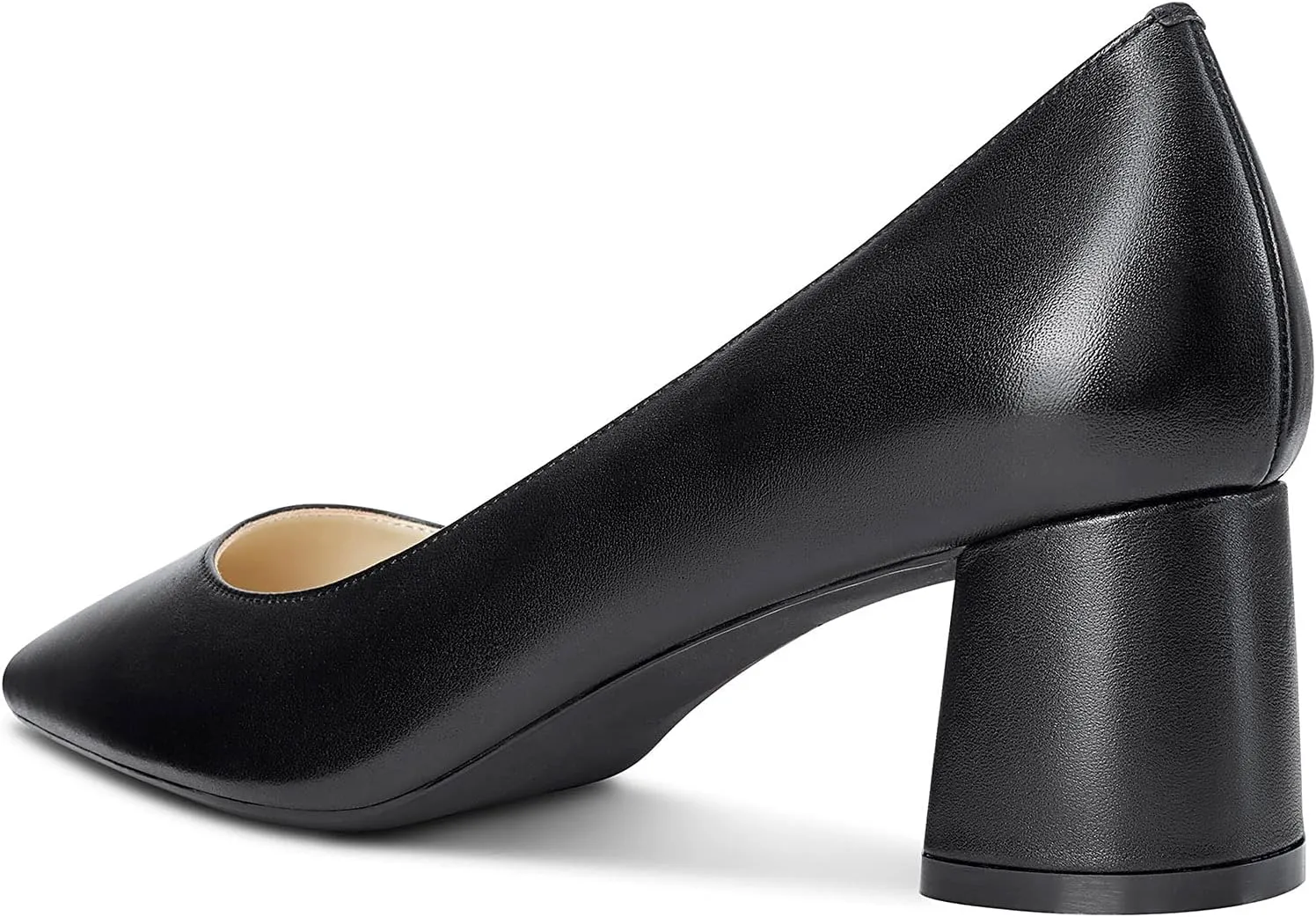 NobleOnly Womens Chunky Mid-Heels Pointed Toe Pumps Leather Lining Business Office Classic Shoes 5 CM Block Heels