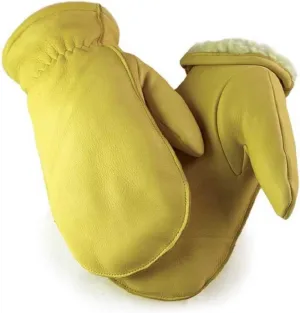 Northstar Unisex Full Grain Deerskin Sherpa Lined Mitten, Tan, Full Fingered 51T