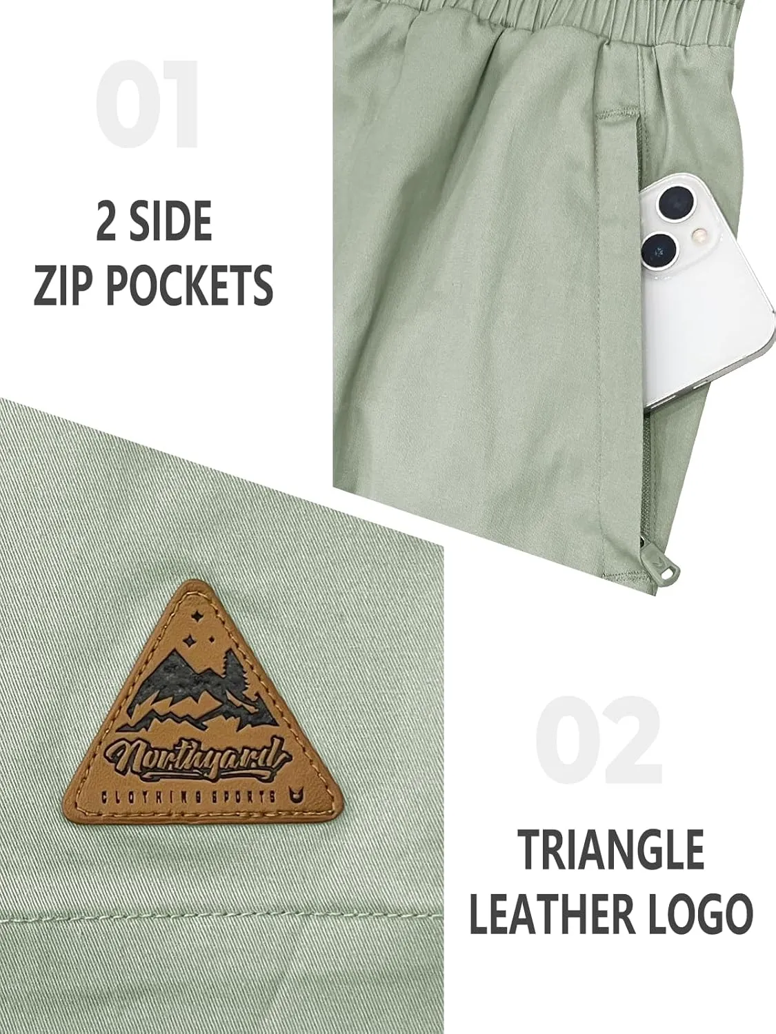 NORTHYARD Men's Casual Shorts-Cotton 9" Golf Work Summer Beach Hiking Shorts with Pockets