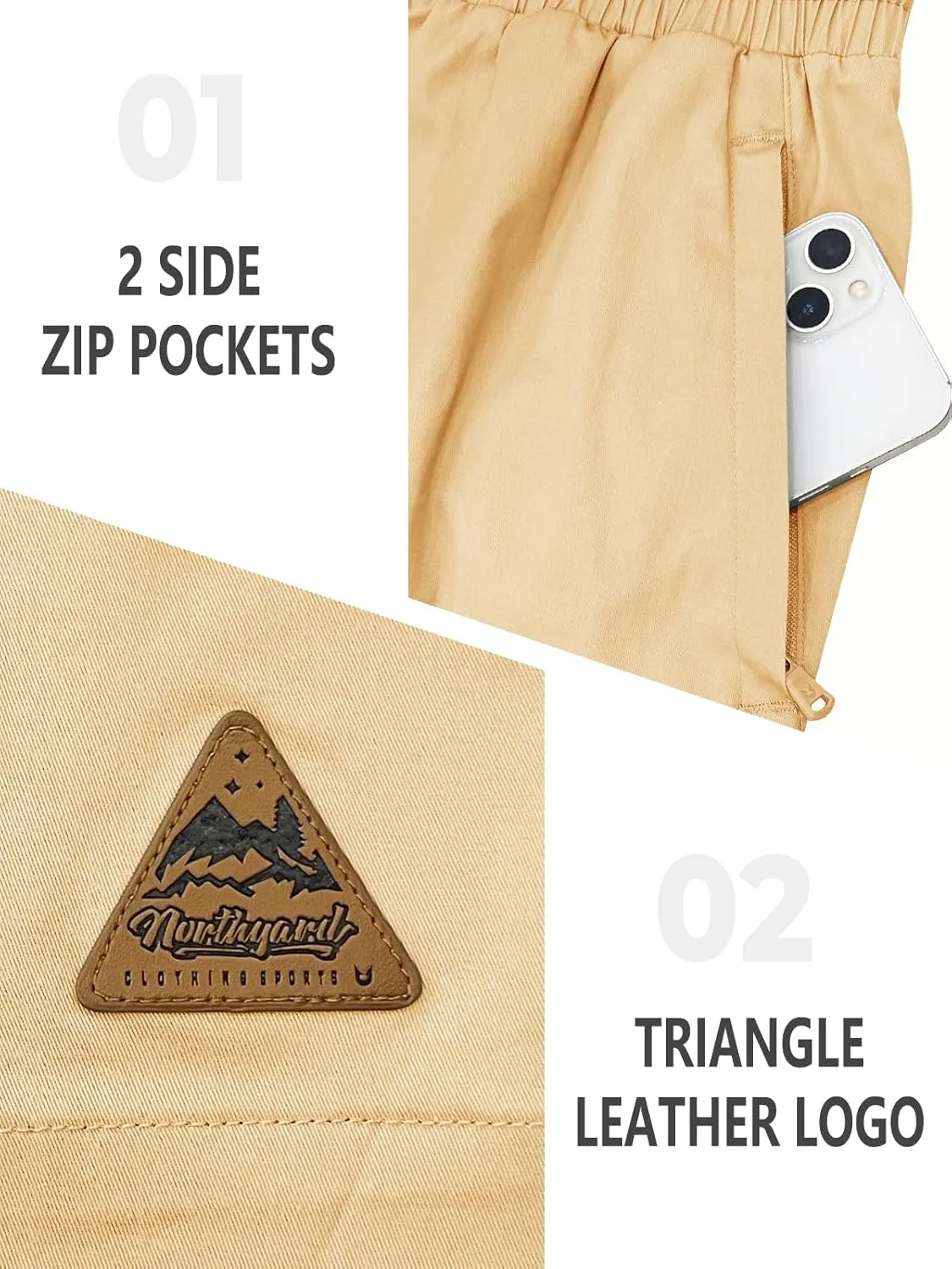 NORTHYARD Men's Casual Shorts-Cotton 9" Golf Work Summer Beach Hiking Shorts with Pockets