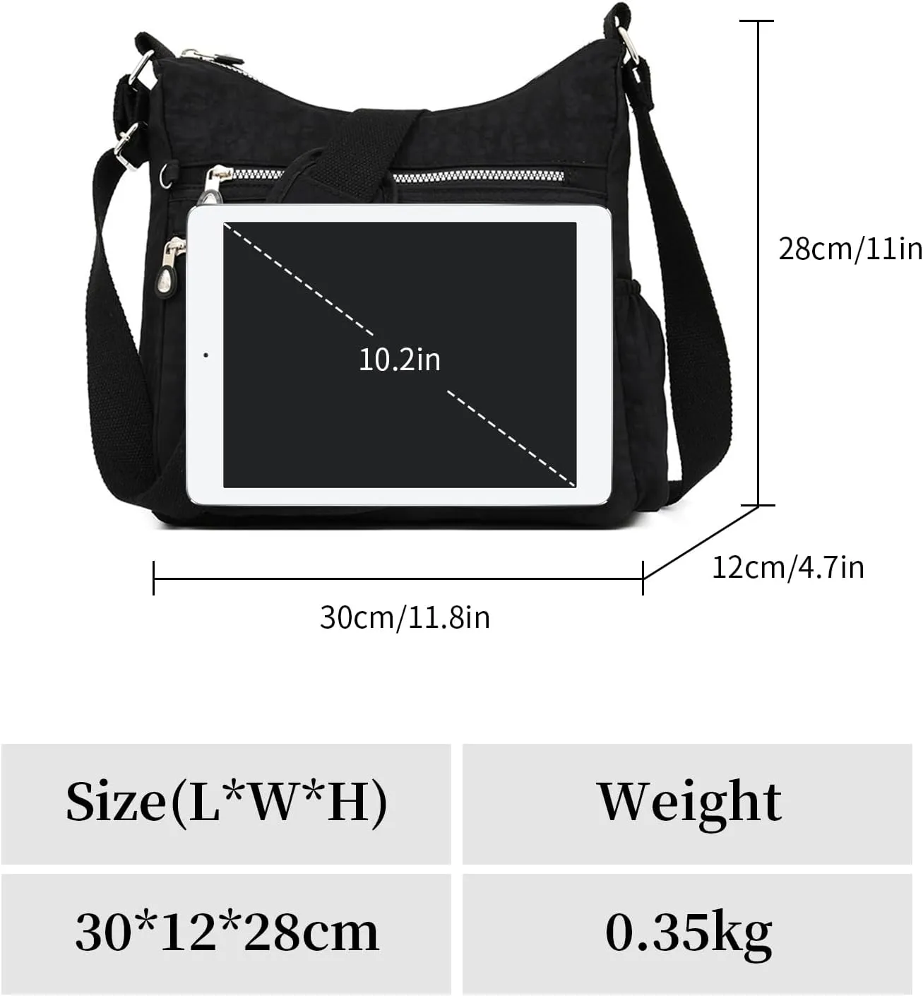 NOTAG Crossbody Bag for Women - Waterproof Multi-Pocket Handbag, Shoulder Bag, Lightweight Large Messenger