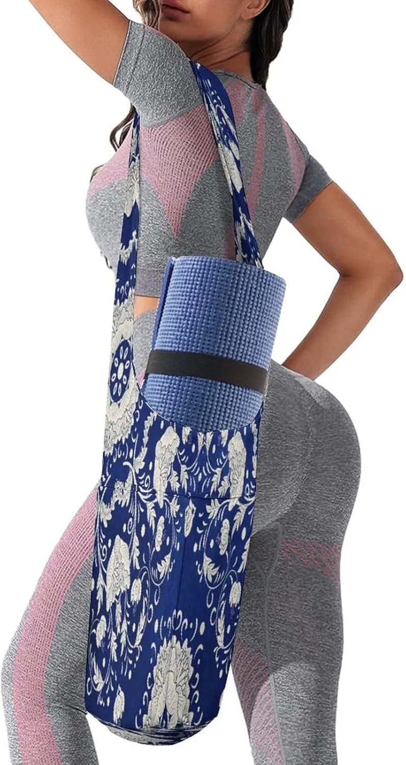 Nugier Yoga Mat Bag, Soft Canvas Storage Bag Fashion Mat Bag Pocket Shoulder Strap Clothes Dorm Organizer