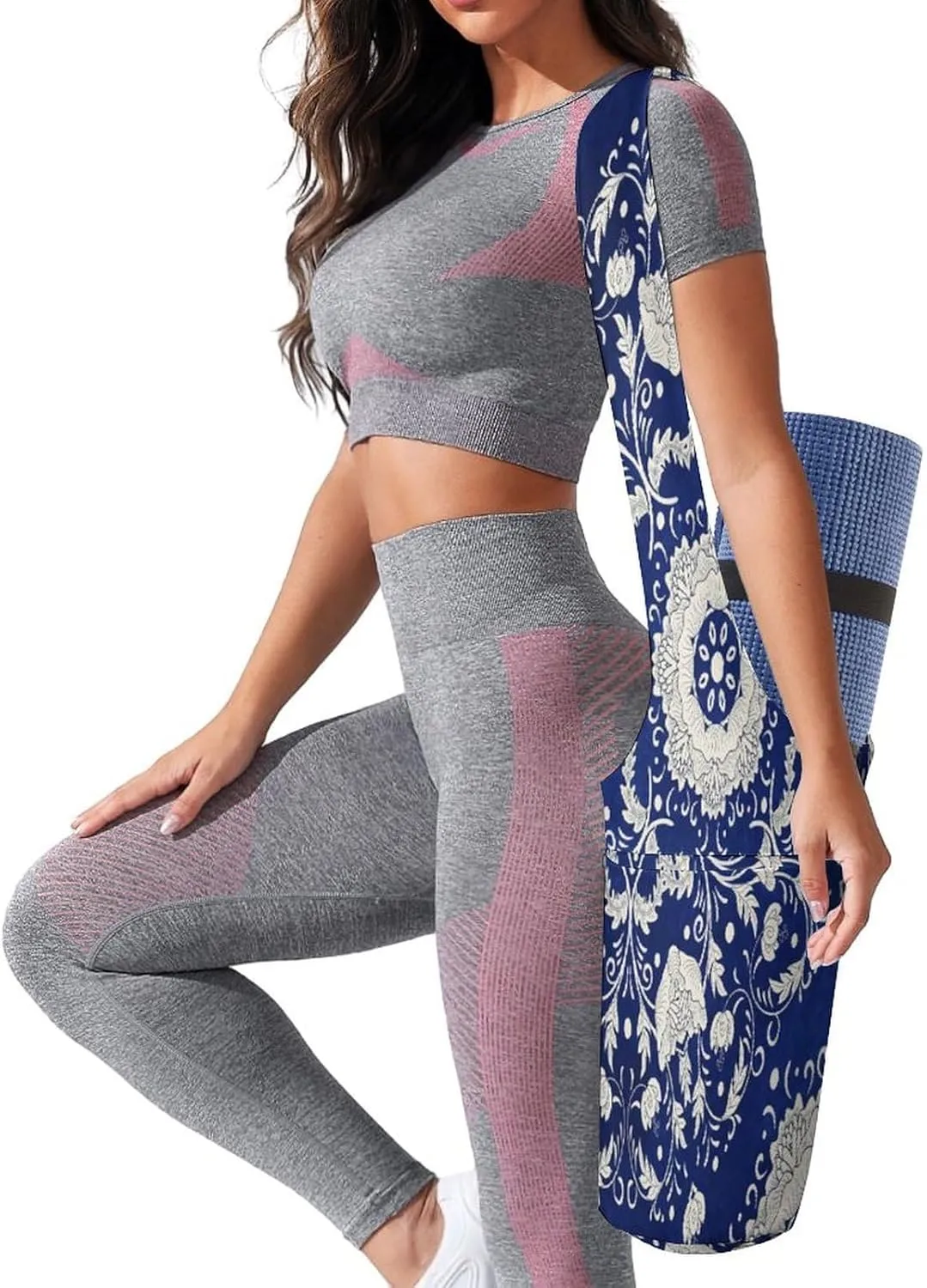 Nugier Yoga Mat Bag, Soft Canvas Storage Bag Fashion Mat Bag Pocket Shoulder Strap Clothes Dorm Organizer