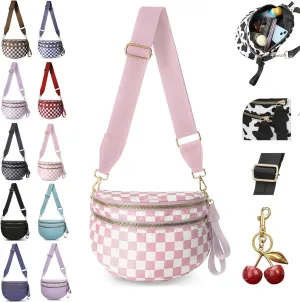 Nuvore Crossbody Bag, 2025 New Nuvore ComfortBag for Women, Spacious Stylish Checkered Bum Bag with Shoulder Strap
