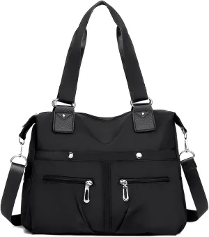 Nylon Waterproof Tote Bag,Large Capacity Waterproof Multi Pocket Shoulder Bag,Adjustable Shoulder Crossbody Bag.