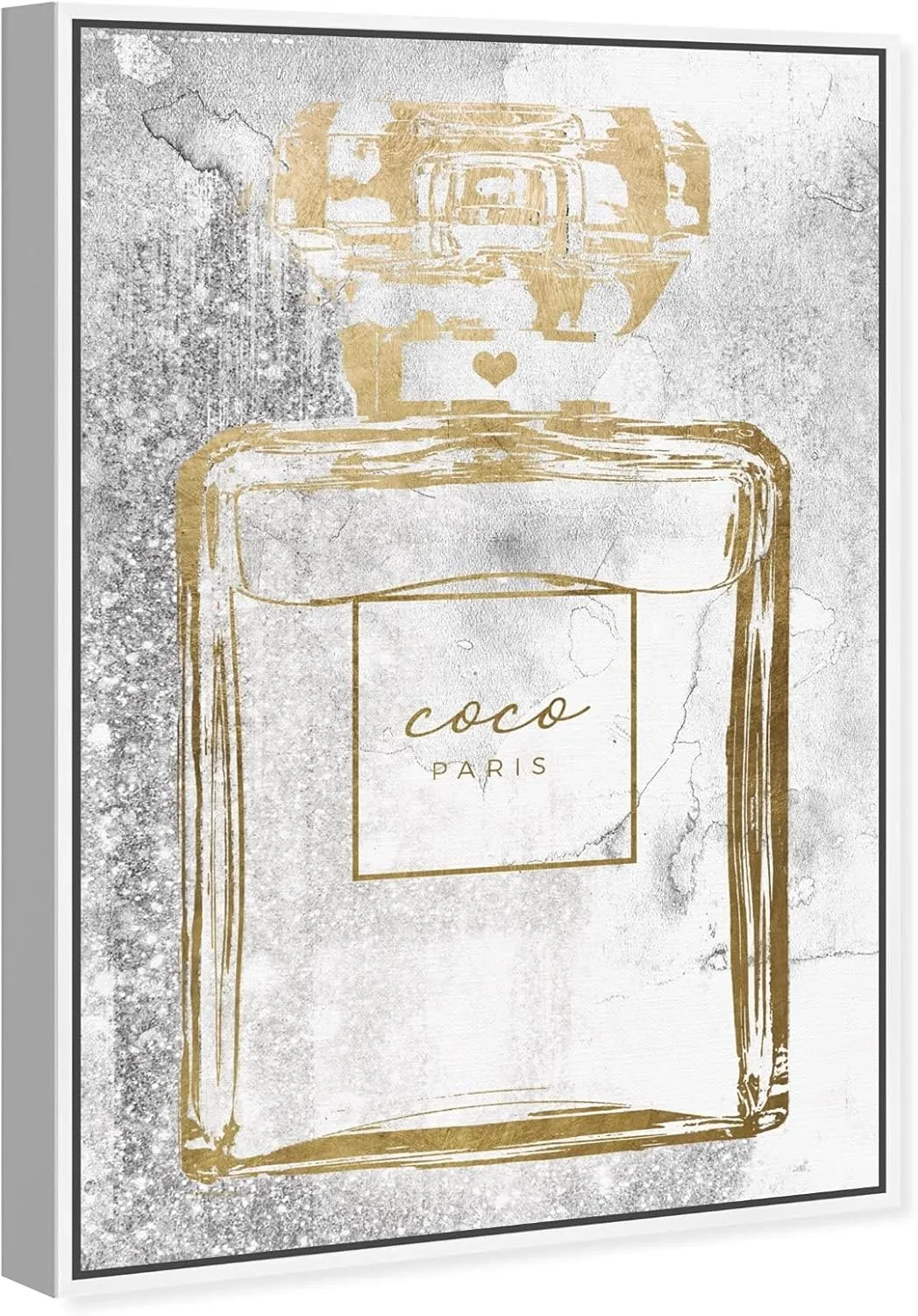Oliver Gal Fashion and Glam Wall Art Canvas Prints Gold Infinite Perfume Home Décor, 16x24, White Frame