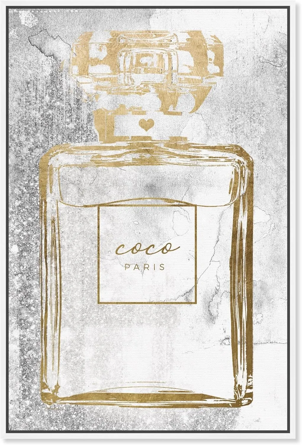 Oliver Gal Fashion and Glam Wall Art Canvas Prints Gold Infinite Perfume Home Décor, 16x24, White Frame