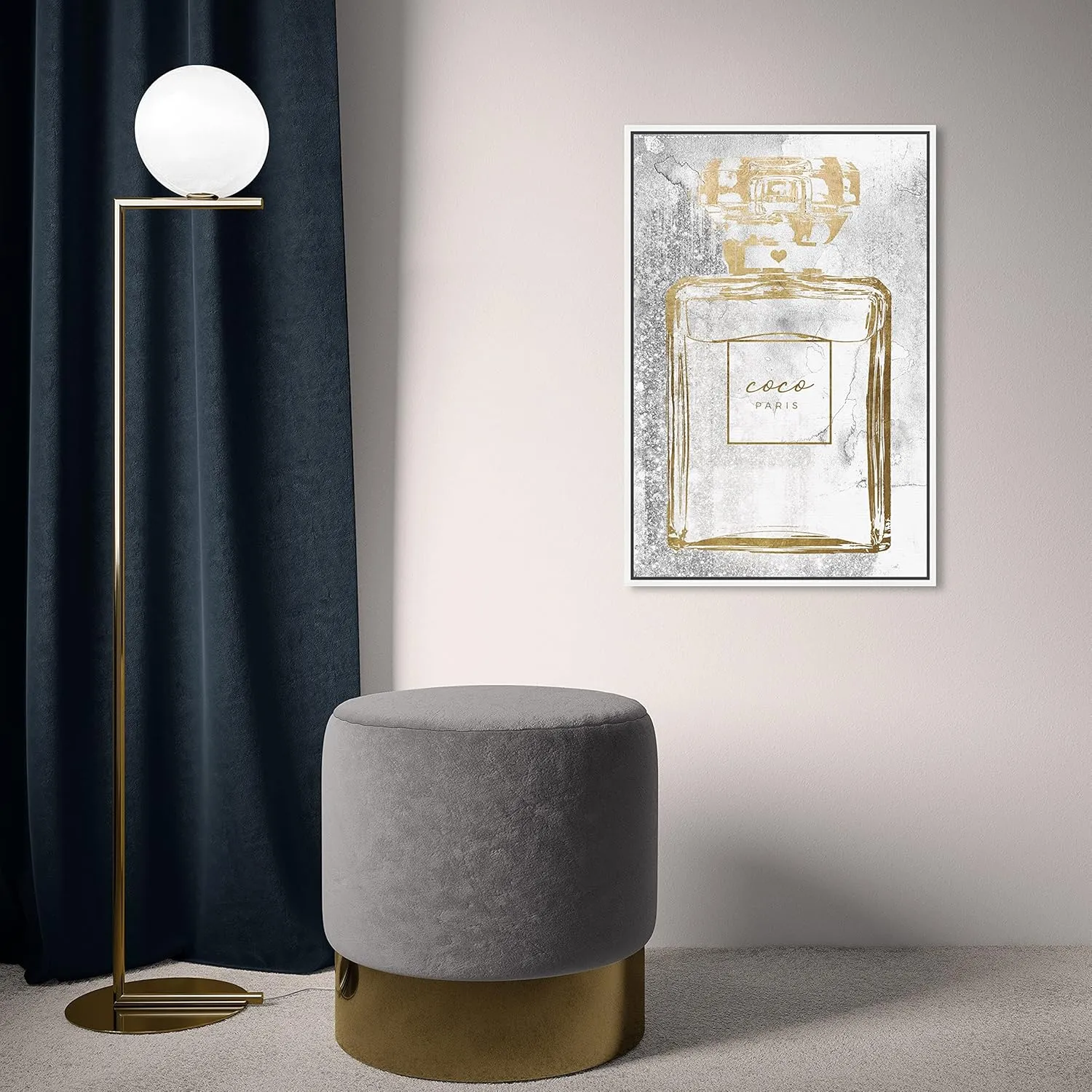 Oliver Gal Fashion and Glam Wall Art Canvas Prints Gold Infinite Perfume Home Décor, 16x24, White Frame