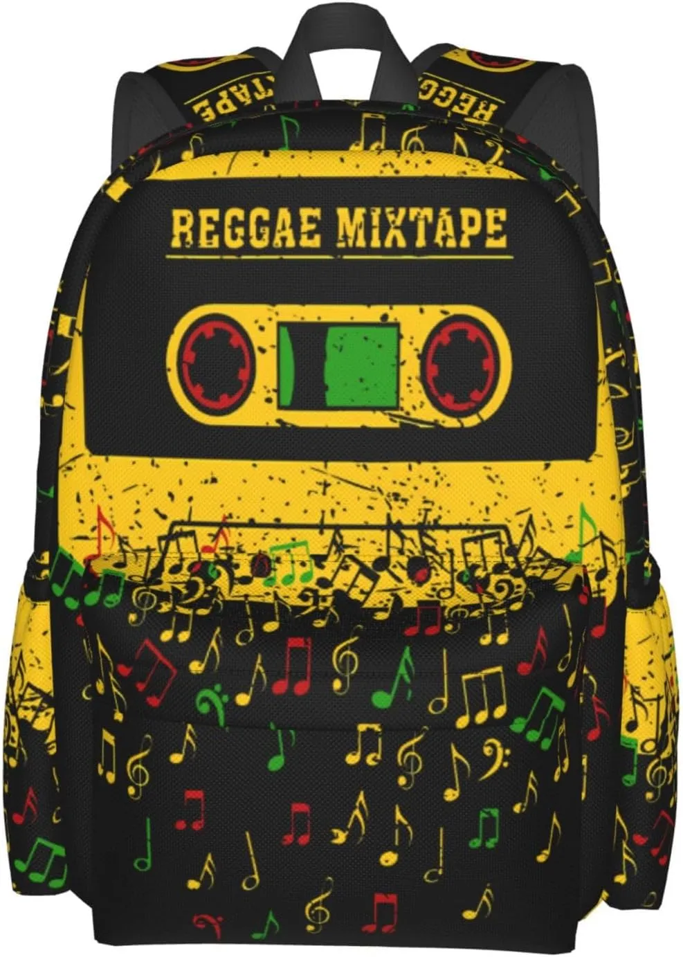 One Loves Jamaican Rasta Reggae Mixtape Music Casual Backpacks Large Travel Backpack Laptop Rucksack Sports Daypack Adjustable Strap Bag for Camping Hiking