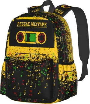 One Loves Jamaican Rasta Reggae Mixtape Music Casual Backpacks Large Travel Backpack Laptop Rucksack Sports Daypack Adjustable Strap Bag for Camping Hiking