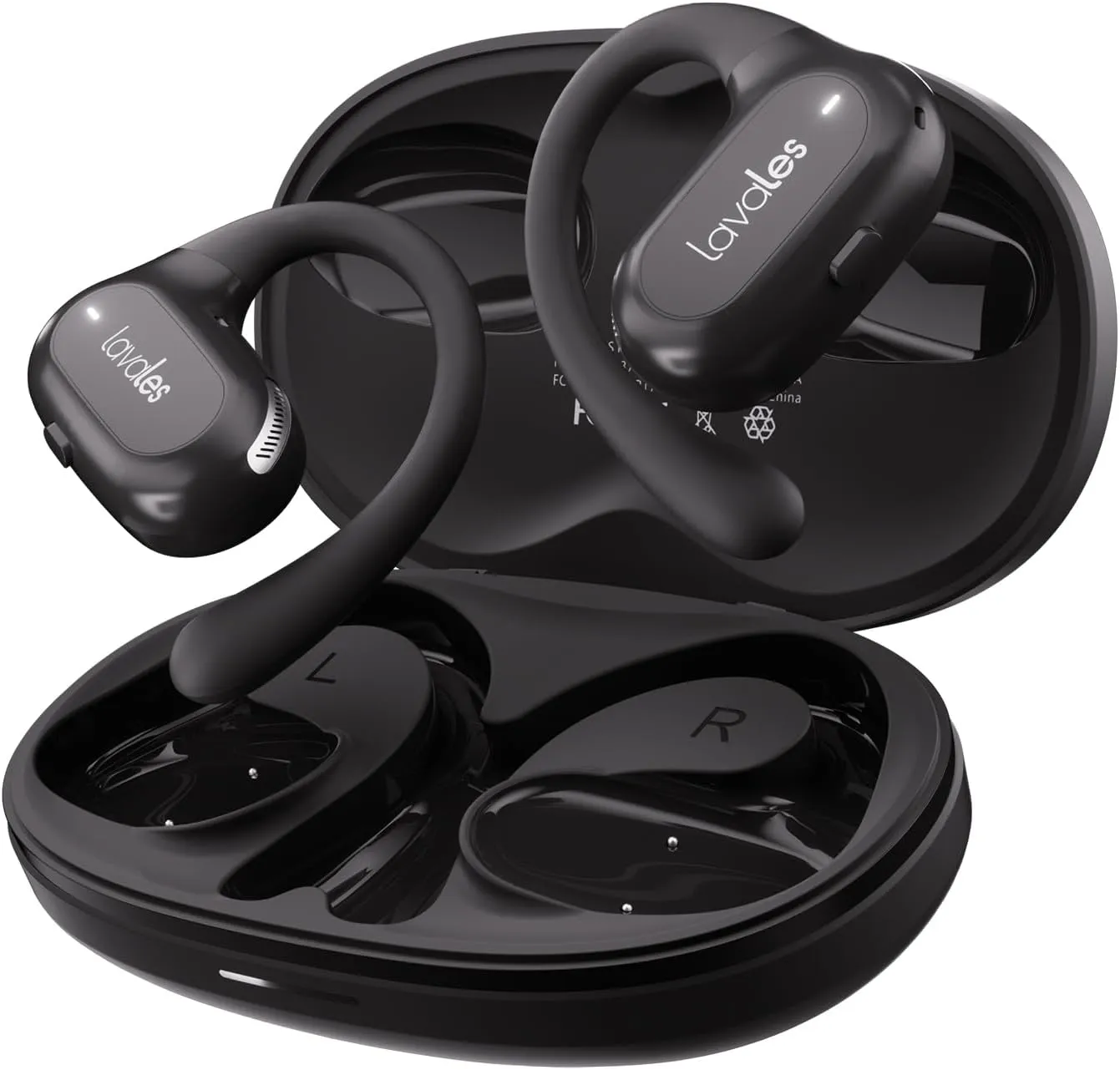 Open Ear Headphones - Bluetooth 5.4 Wireless Earbuds Built-in Mic with Earhooks - 47H Playtime, IPX5 - Fast Charging Sport Air Conduction Earbuds for Running,Walking,Workouts -Black