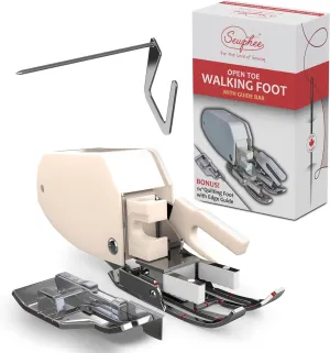 Open Toe Walking Foot W/Guide Plus Bonus 1/4" Quilting Foot - Fits Brother, Singer Sewing Machines