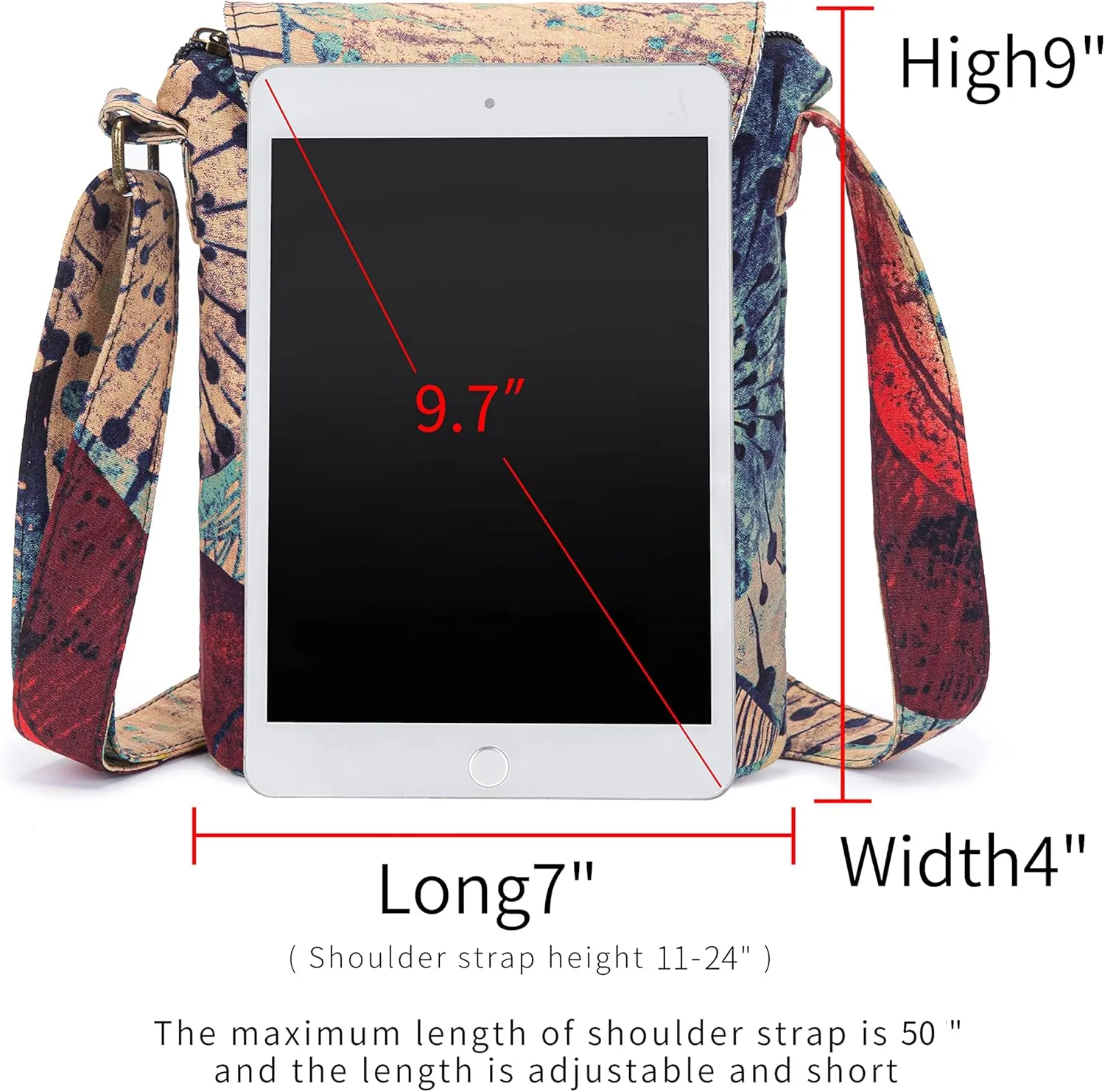 OPQRSTU Women's Retro Small Size Canvas Shoulder Bag Hippie Boho Crossbody Handbag