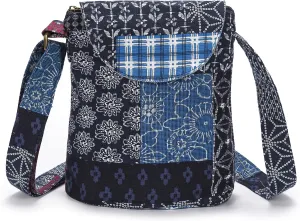 OPQRSTU Women's Retro Small Size Canvas Shoulder Bag Hippie Boho Crossbody Handbag