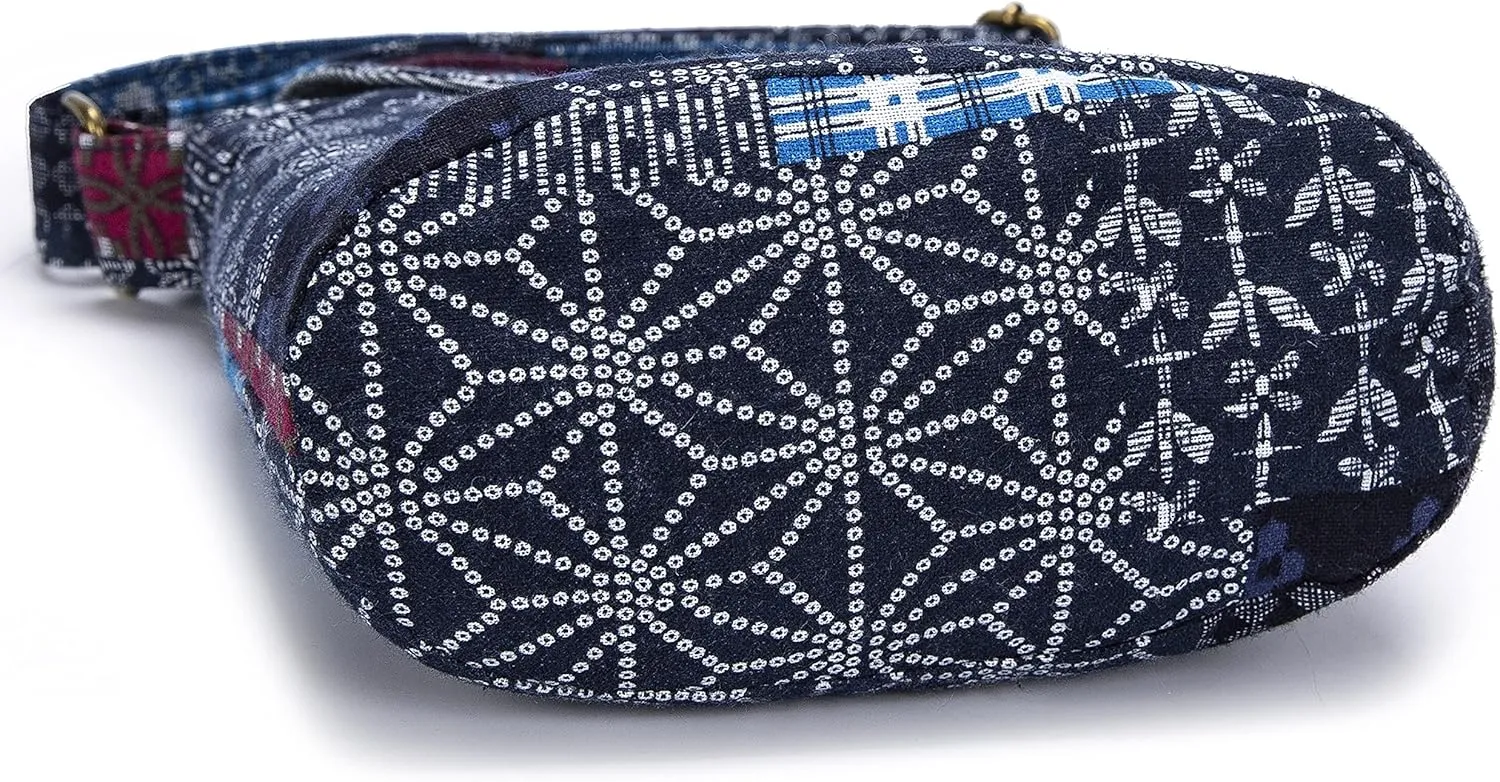 OPQRSTU Women's Retro Small Size Canvas Shoulder Bag Hippie Boho Crossbody Handbag