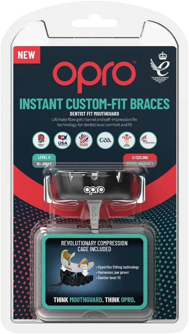 OPRO Braces Mouthguard – Custom-Fit, Slim & Breathable Design – Shock-Absorbing Sports Mouth Guard for Wrestling, Basketball, Football, MMA, Lacrosse, Hockey & More – Youth & Adult