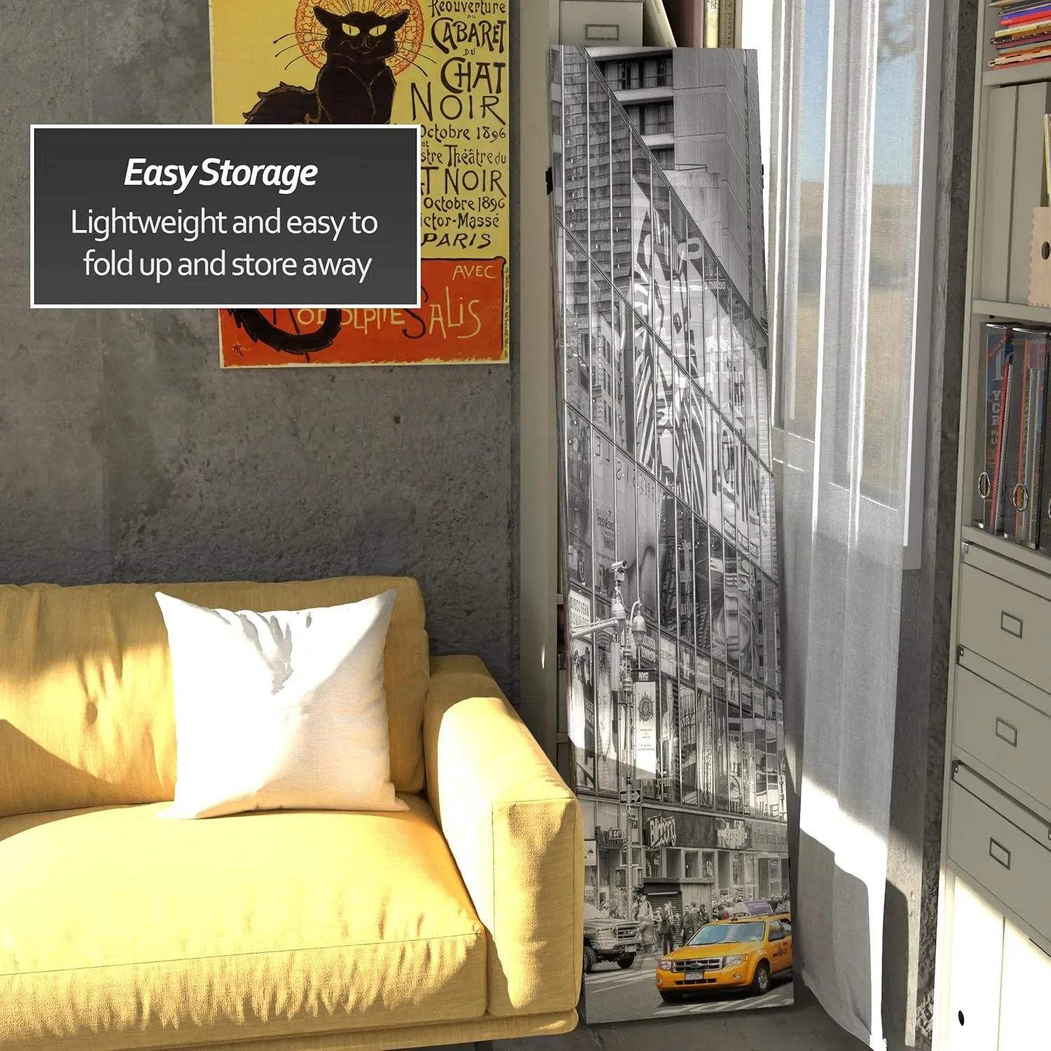 Oriental Furniture 6 ft. Tall Double Sided New York Taxi Room Divider,Black