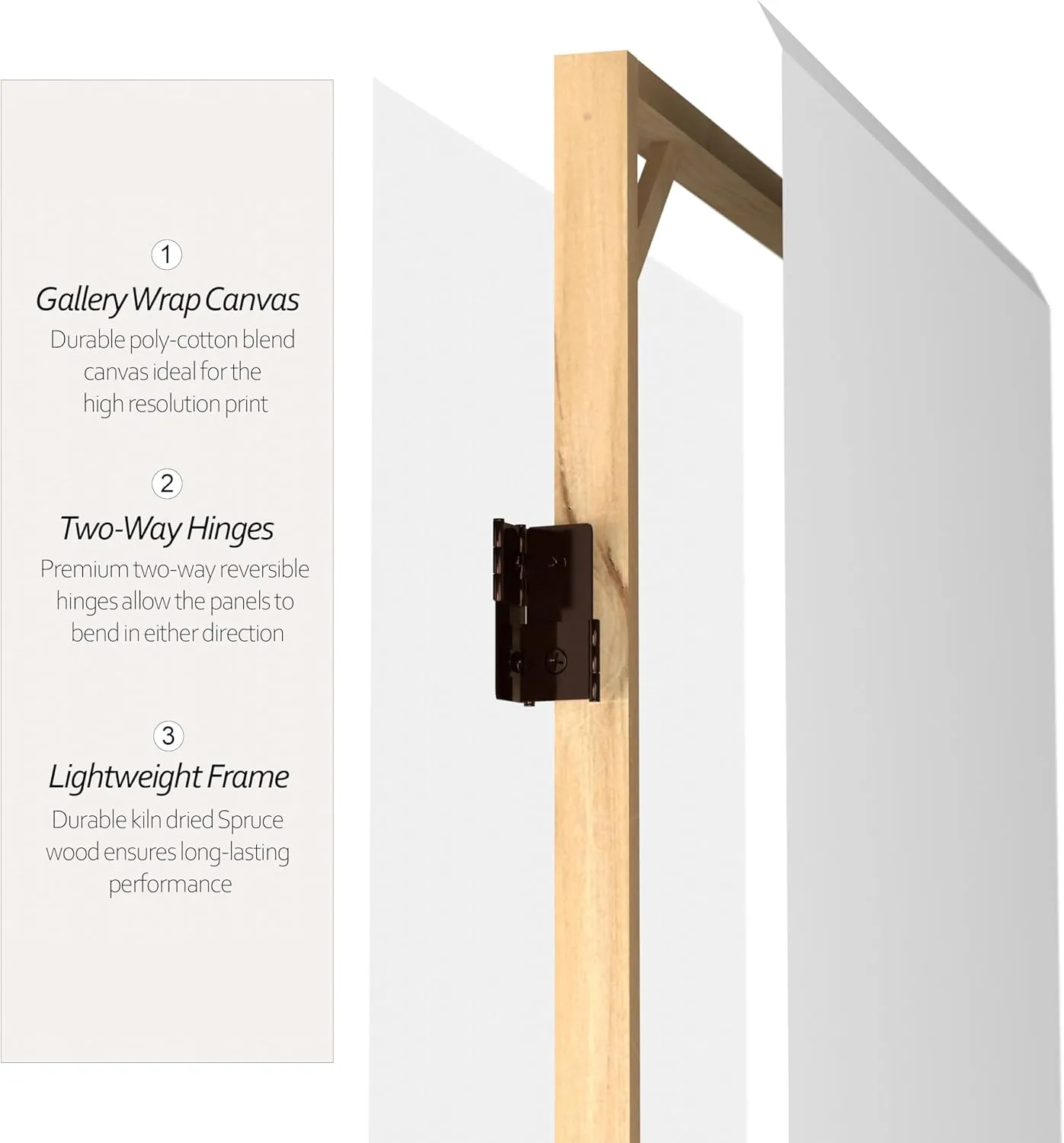 Oriental Furniture 7 ft. Tall Do It Yourself Canvas Room Divider - 3 Panels,White