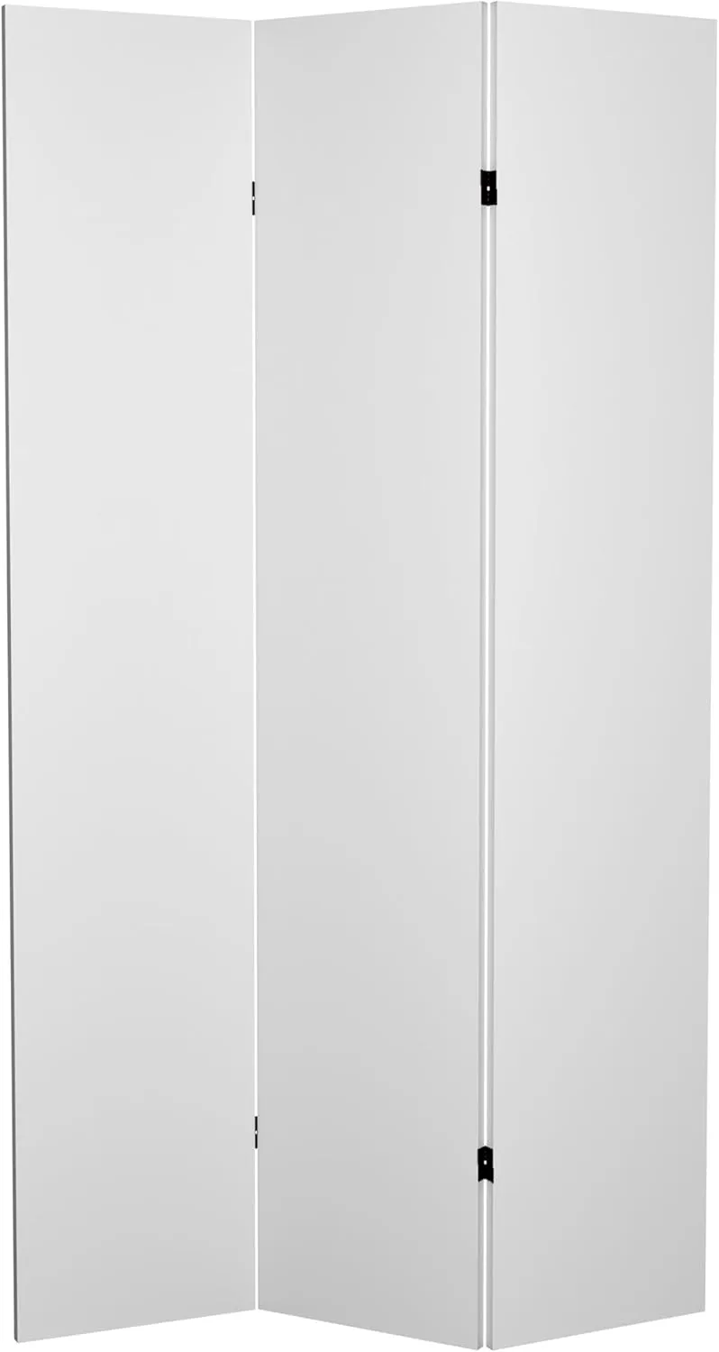 Oriental Furniture 7 ft. Tall Do It Yourself Canvas Room Divider - 3 Panels,White