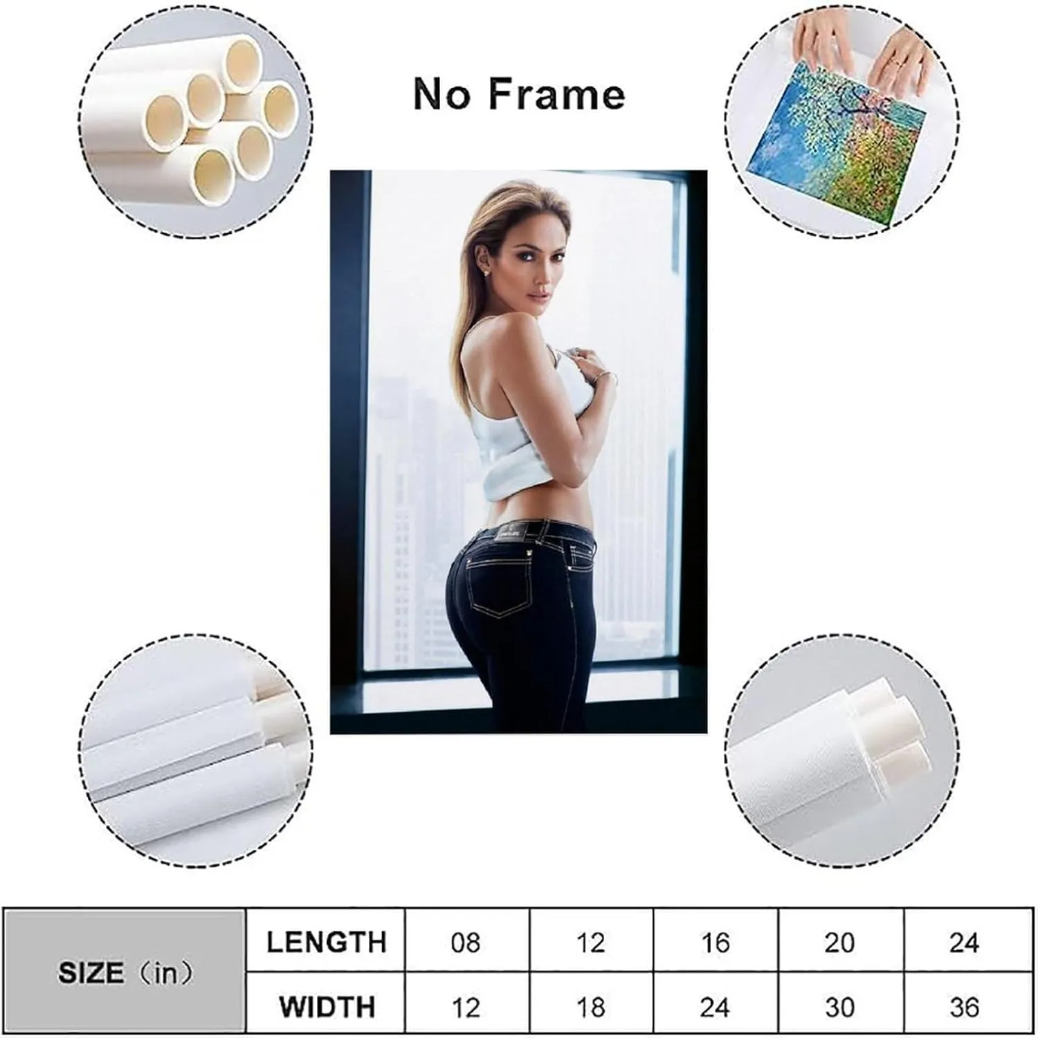 ORtte Jennifer Lopez Poster Wall Art Scroll Canvas Painting Picture Living Room Decor Home 12x18inch(30x45cm)