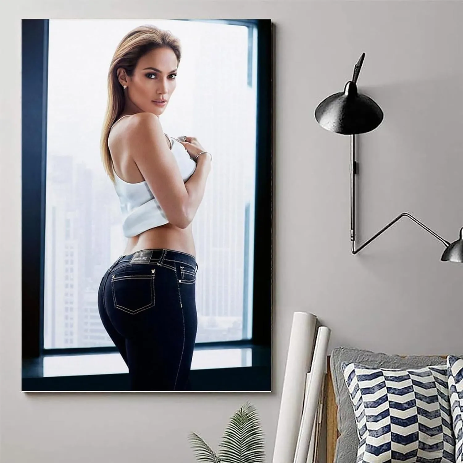 ORtte Jennifer Lopez Poster Wall Art Scroll Canvas Painting Picture Living Room Decor Home 12x18inch(30x45cm)