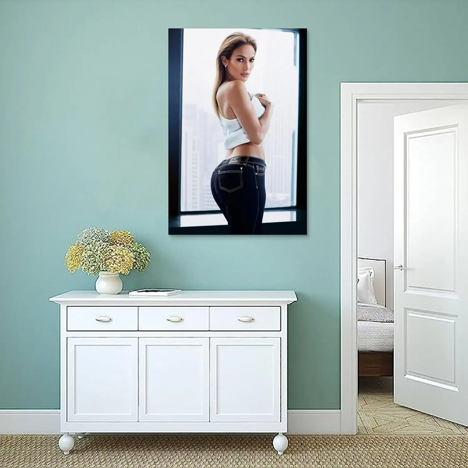 ORtte Jennifer Lopez Poster Wall Art Scroll Canvas Painting Picture Living Room Decor Home 12x18inch(30x45cm)