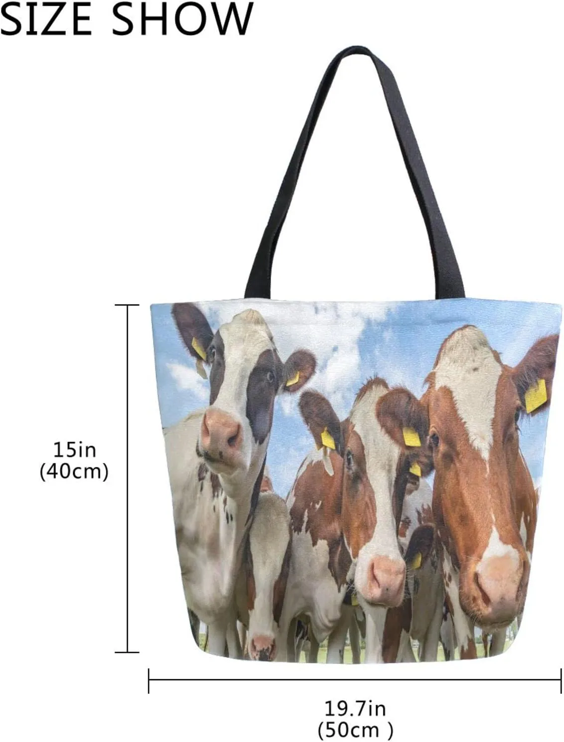 Oyihfvs Canvas Tote Grocery Bag, Women Large Shoulder Bag, Reusable Grocery Handbag