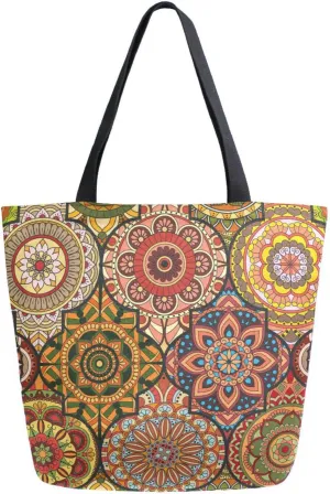 Oyihfvs Canvas Tote Grocery Bag, Women Large Shoulder Bag, Reusable Grocery Handbag