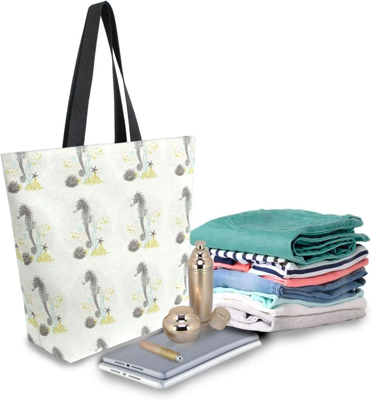 Oyihfvs Canvas Tote Grocery Bag, Women Large Shoulder Bag, Reusable Grocery Handbag