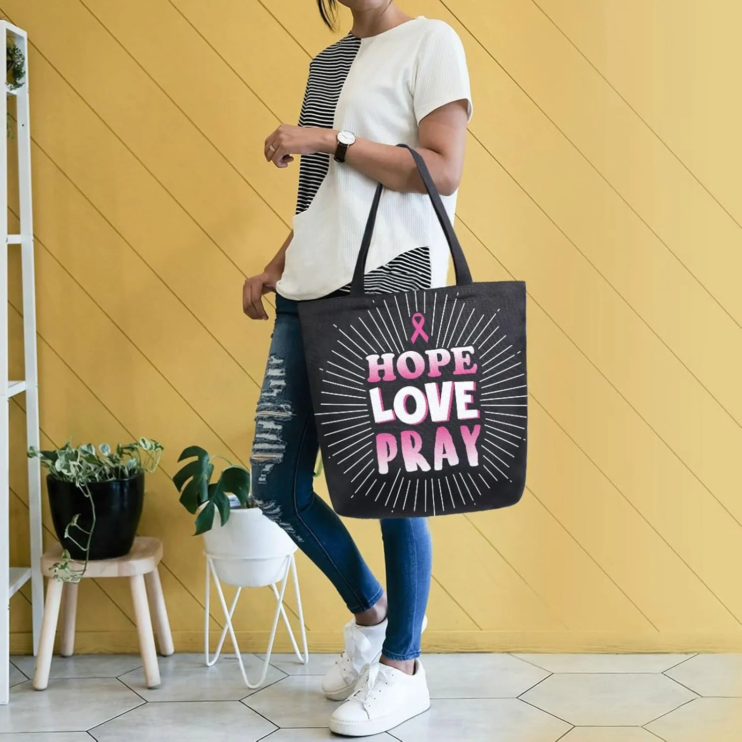 Oyihfvs Canvas Tote Grocery Bag, Women Large Shoulder Bag, Reusable Grocery Handbag