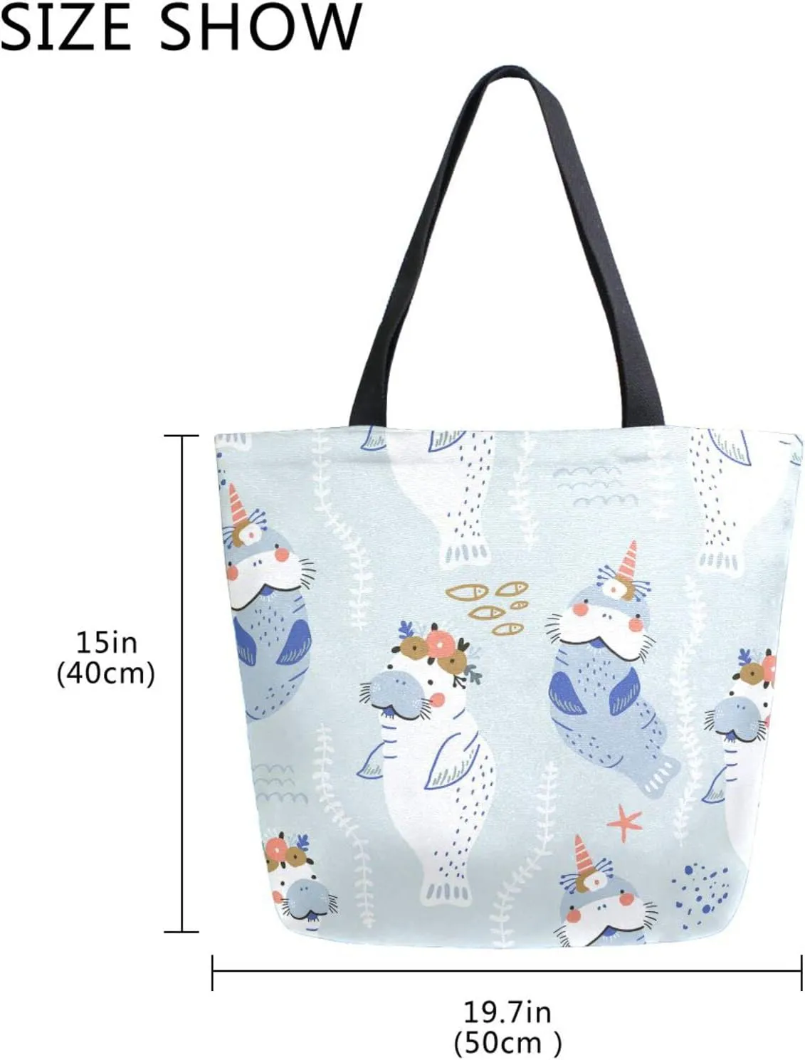 Oyihfvs Canvas Tote Grocery Bag, Women Large Shoulder Bag, Reusable Grocery Handbag