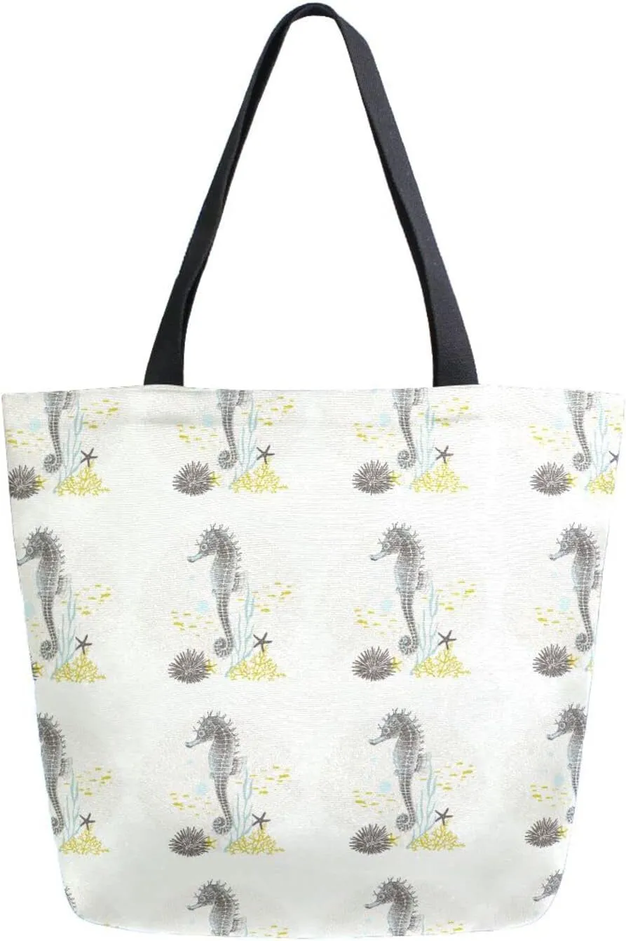 Oyihfvs Canvas Tote Grocery Bag, Women Large Shoulder Bag, Reusable Grocery Handbag