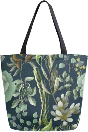 Oyihfvs Canvas Tote Grocery Bag, Women Large Shoulder Bag, Reusable Grocery Handbag