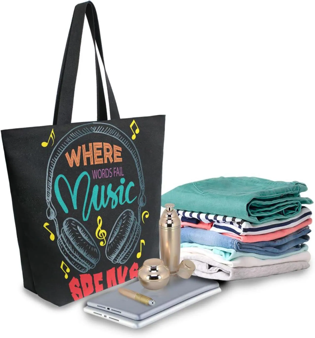 Oyihfvs Canvas Tote Grocery Bag, Women Large Shoulder Bag, Reusable Grocery Handbag
