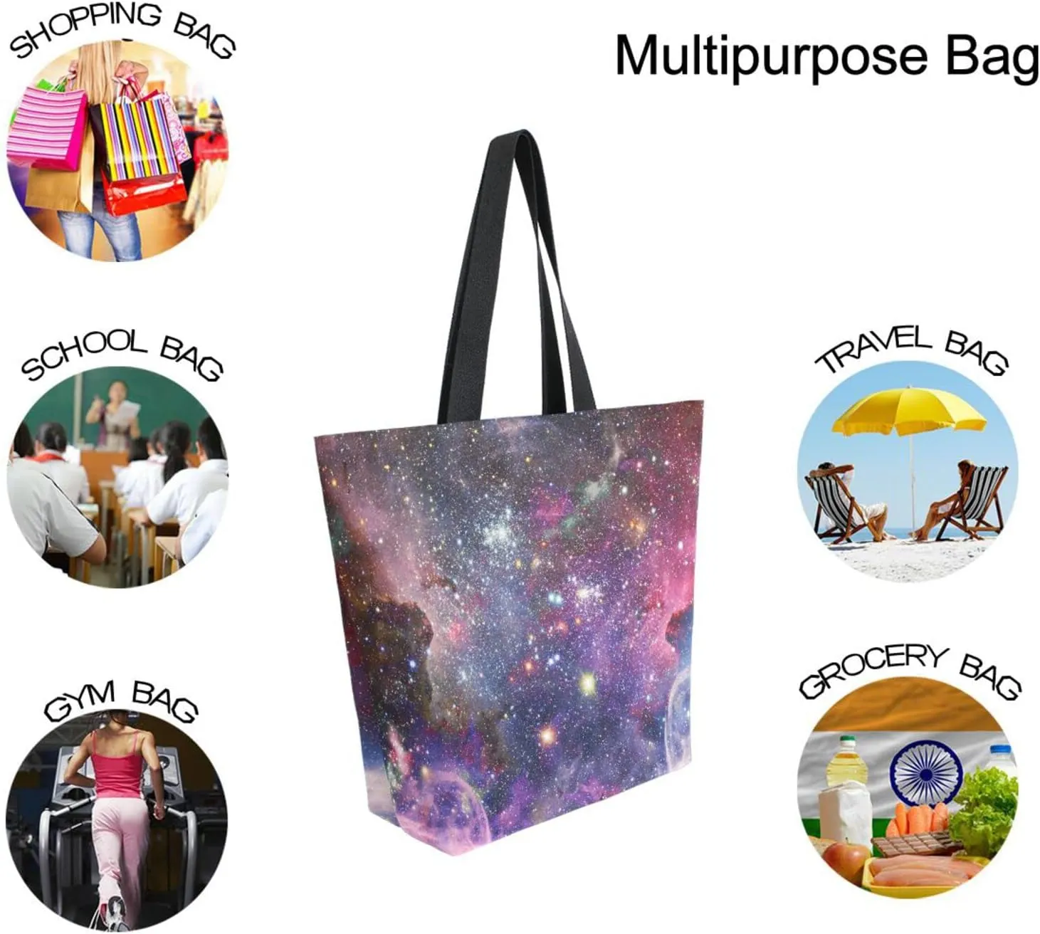 Oyihfvs Canvas Tote Grocery Bag, Women Large Shoulder Bag, Reusable Grocery Handbag