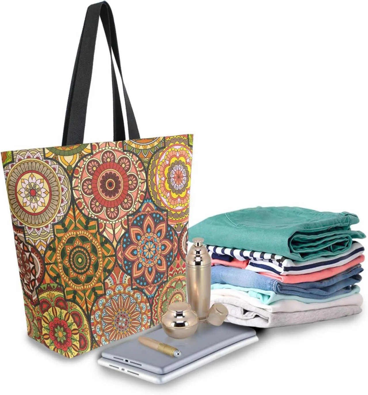 Oyihfvs Canvas Tote Grocery Bag, Women Large Shoulder Bag, Reusable Grocery Handbag