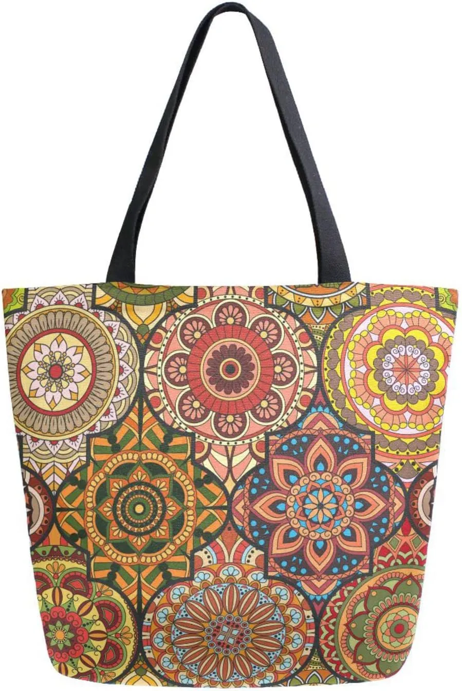 Oyihfvs Canvas Tote Grocery Bag, Women Large Shoulder Bag, Reusable Grocery Handbag