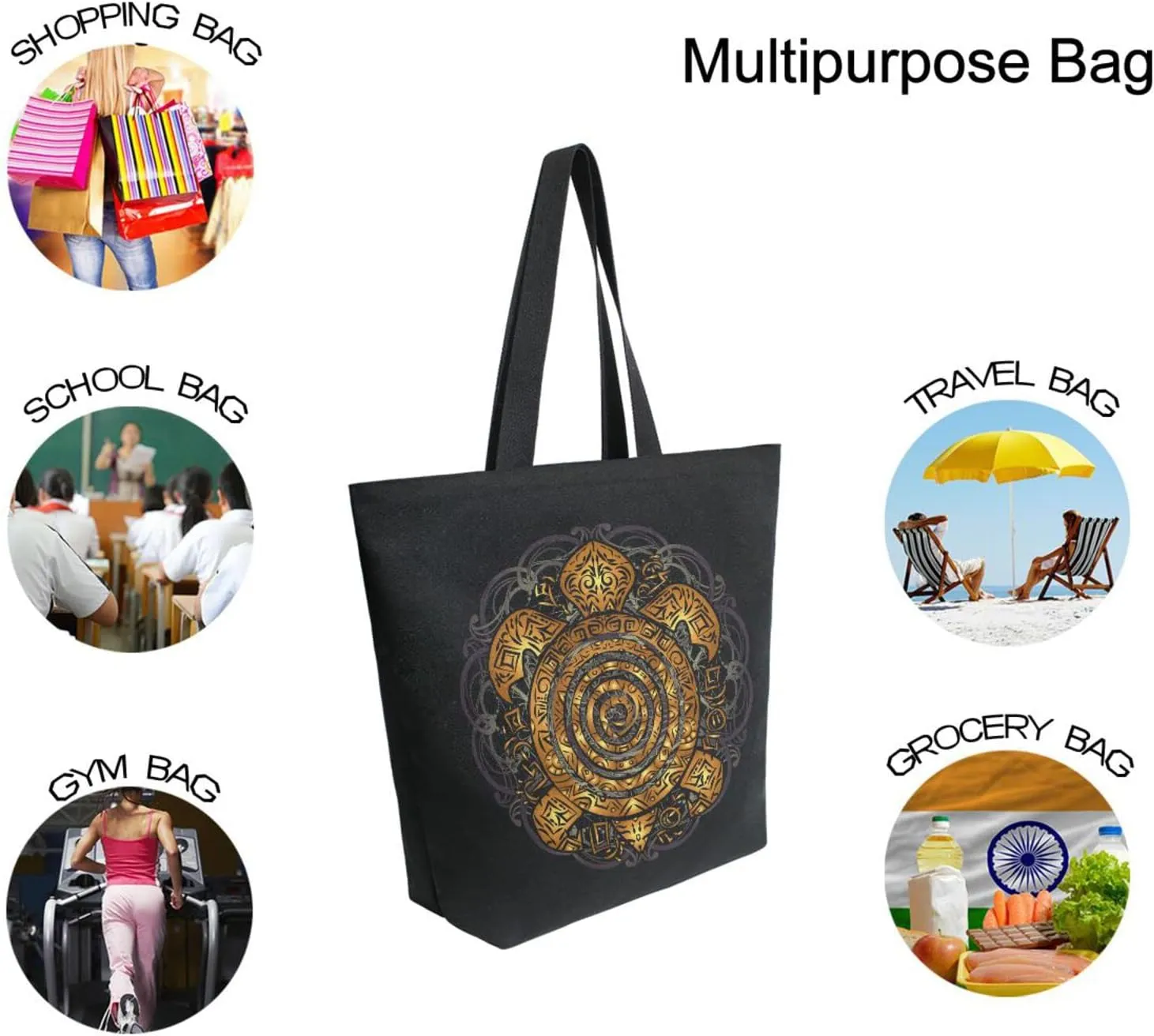 Oyihfvs Canvas Tote Grocery Bag, Women Large Shoulder Bag, Reusable Grocery Handbag