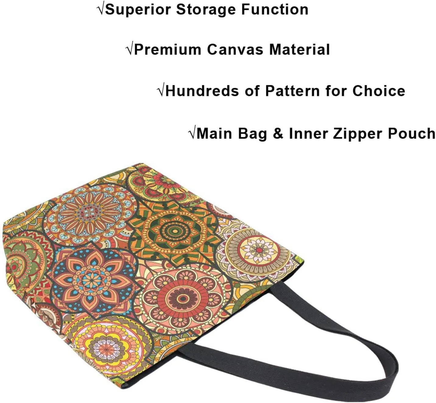 Oyihfvs Canvas Tote Grocery Bag, Women Large Shoulder Bag, Reusable Grocery Handbag