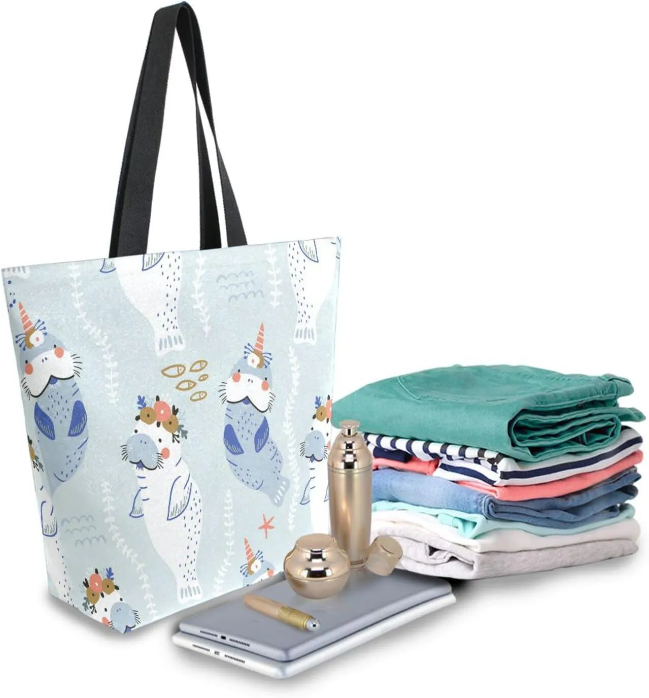 Oyihfvs Canvas Tote Grocery Bag, Women Large Shoulder Bag, Reusable Grocery Handbag