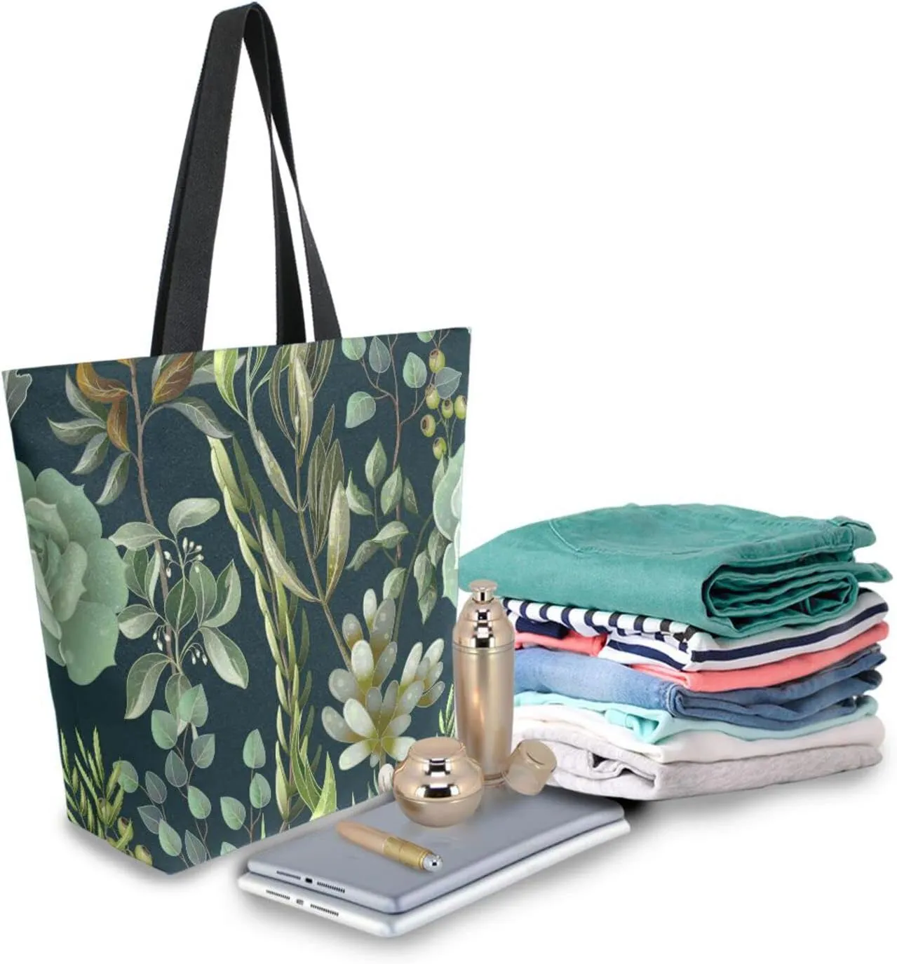 Oyihfvs Canvas Tote Grocery Bag, Women Large Shoulder Bag, Reusable Grocery Handbag