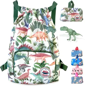 Packable Waterproof Drawstring Backpack for Kids – Foldable Lightweight. Travel Gym Beach Swim Bag for Boys Girls (Airplane)