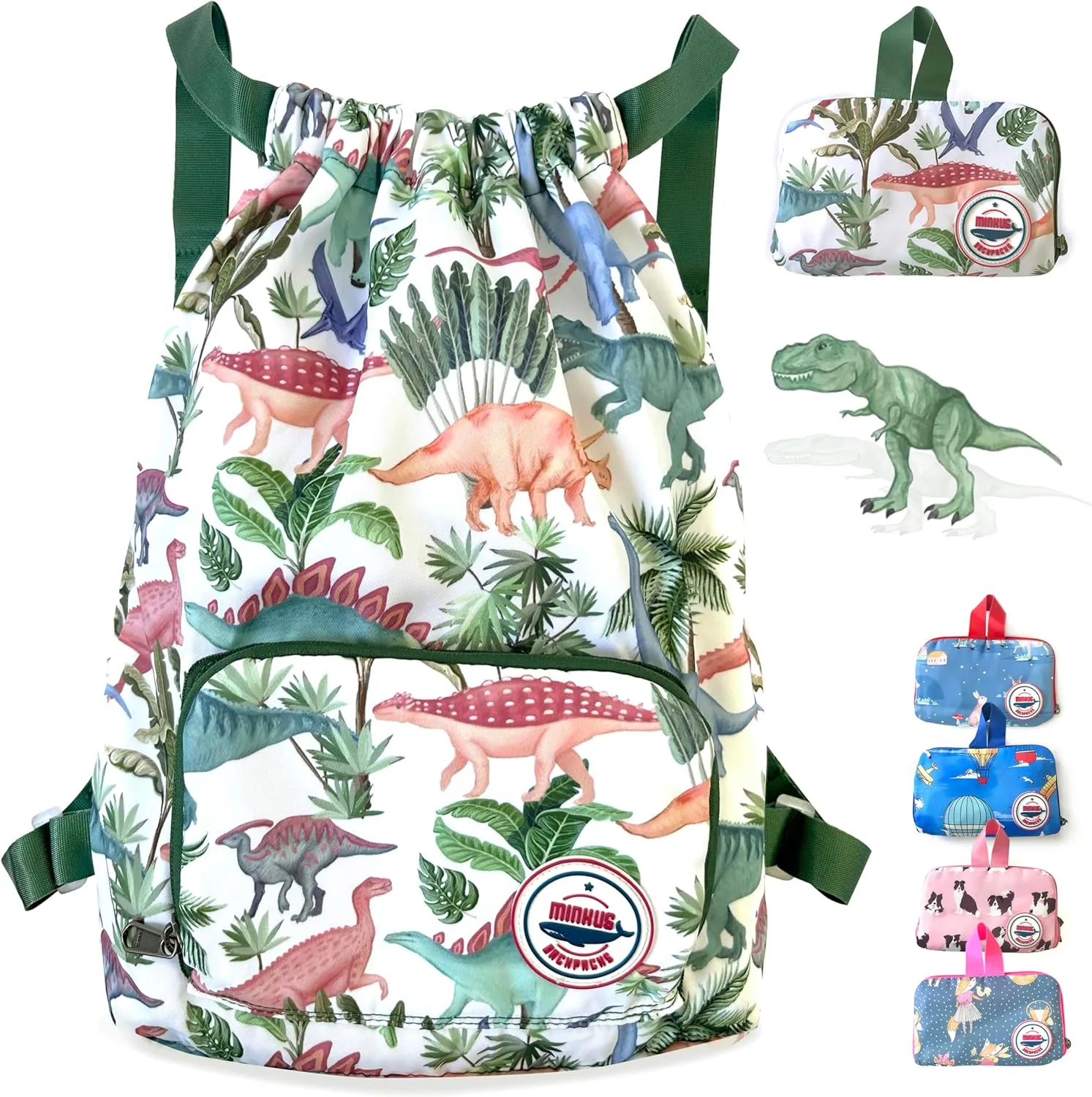 Packable Waterproof Drawstring Backpack for Kids – Foldable Lightweight. Travel Gym Beach Swim Bag for Boys Girls (Airplane)