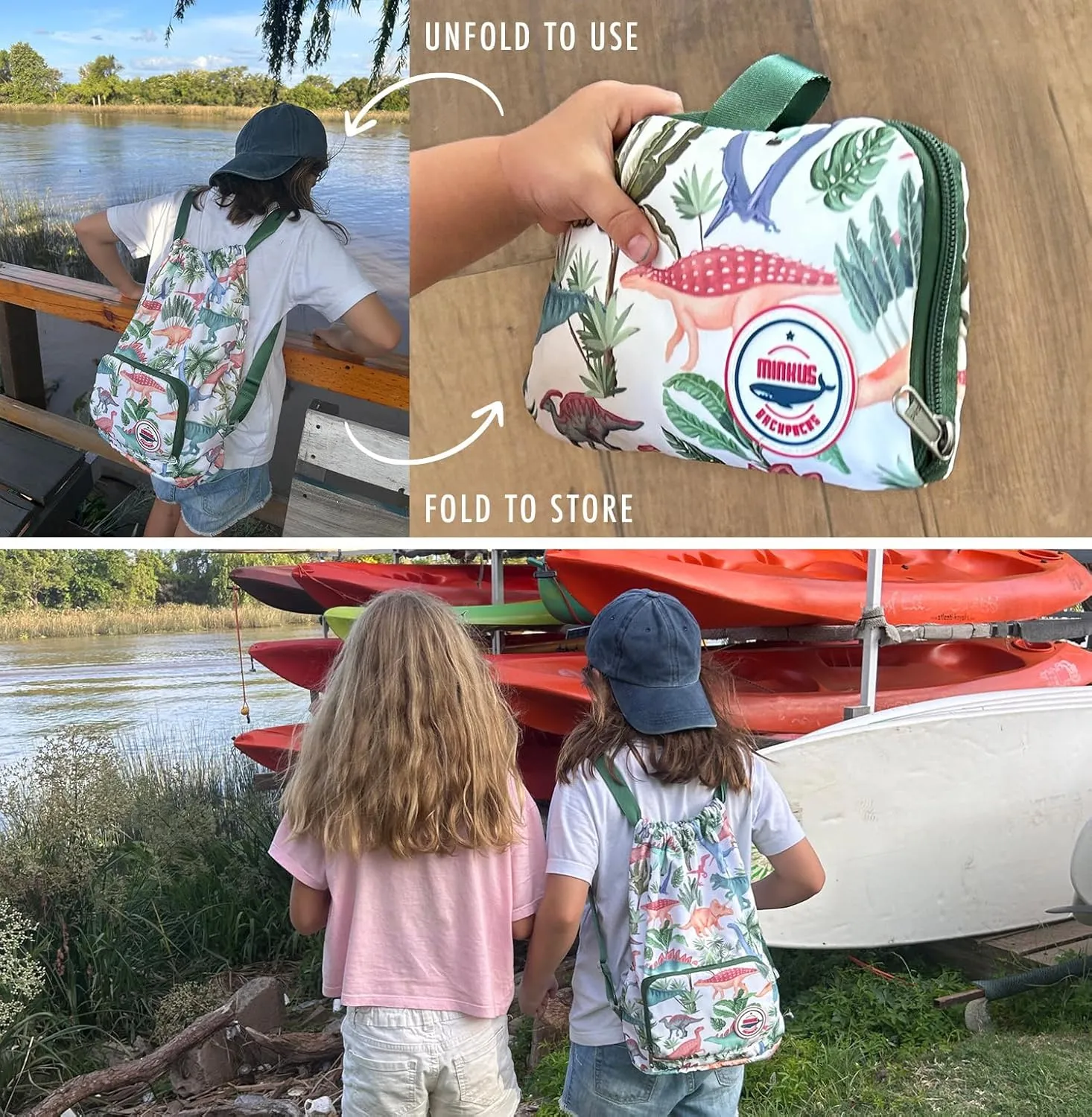 Packable Waterproof Drawstring Backpack for Kids – Foldable Lightweight. Travel Gym Beach Swim Bag for Boys Girls (Airplane)